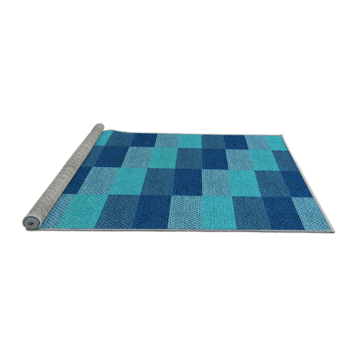Sideview of Machine Washable Transitional Blue Rug, wshpat1163lblu