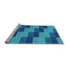 Sideview of Machine Washable Transitional Blue Rug, wshpat1163lblu