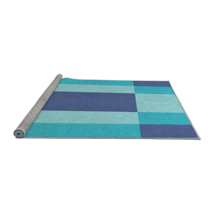 Sideview of Machine Washable Transitional Blue Rug, wshpat1164lblu