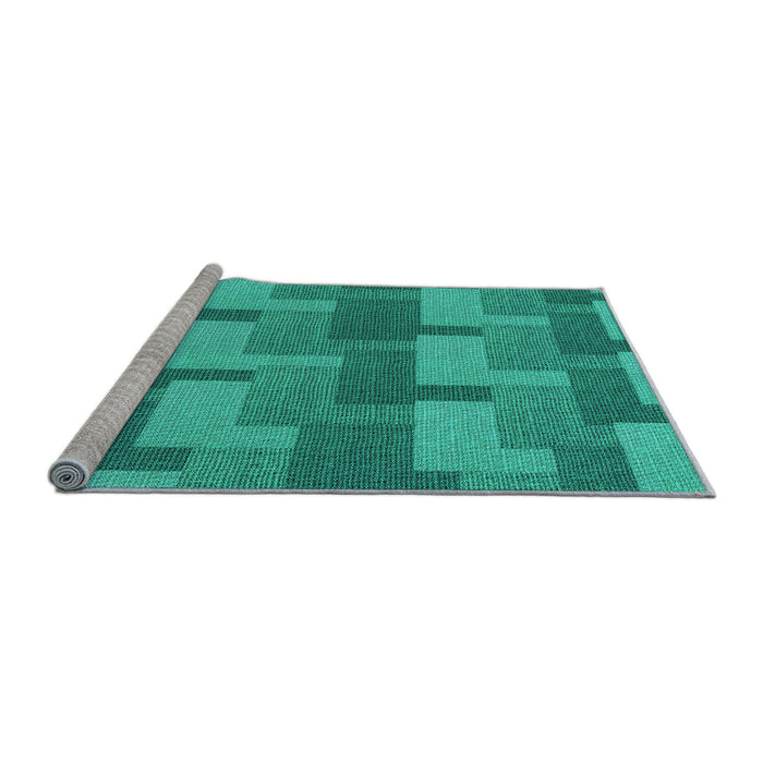 Sideview of Machine Washable Transitional Dark Turquoise Green Rug, wshpat1166lblu
