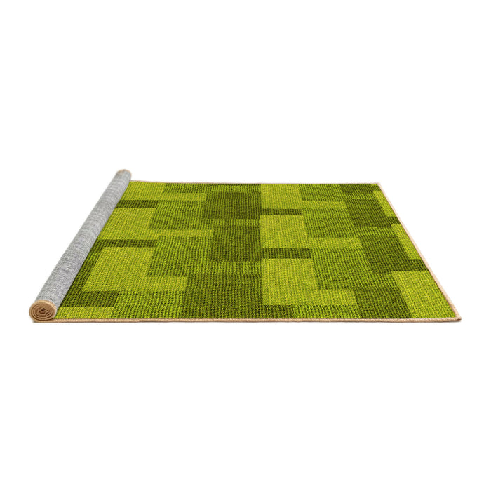 Sideview of Machine Washable Transitional Neon Yellow Green Rug, wshpat1166yw