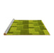 Sideview of Machine Washable Transitional Neon Yellow Green Rug, wshpat1166yw