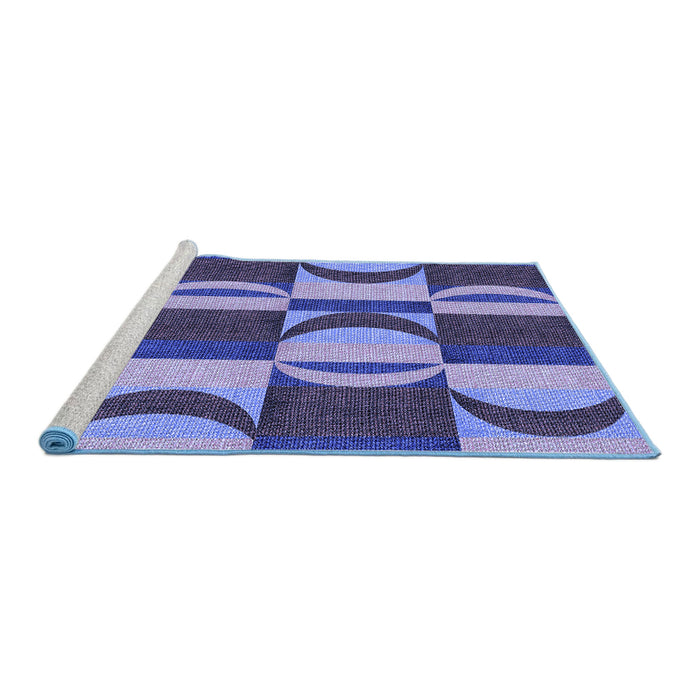 Sideview of Machine Washable Transitional Blue Rug, wshpat1167blu