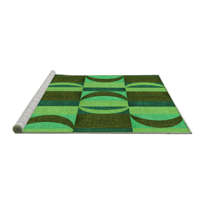 Sideview of Machine Washable Transitional Dark Forest Green Rug, wshpat1167grn