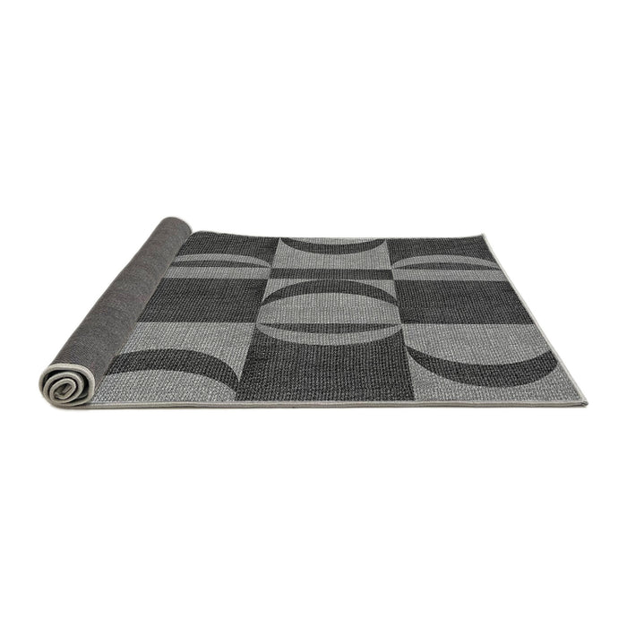 Thickness of Patterned Dark Gray Black Rug, pat1167gry