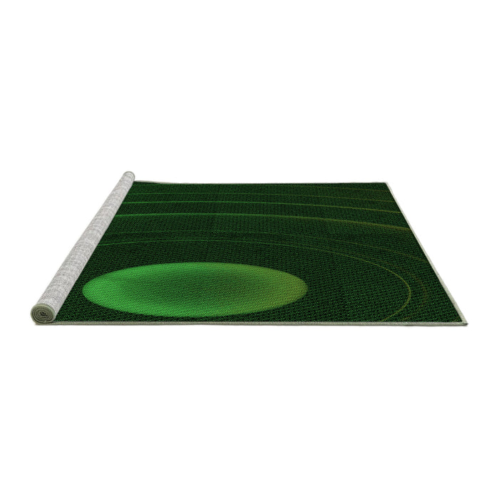 Sideview of Machine Washable Transitional Green Rug, wshpat117grn
