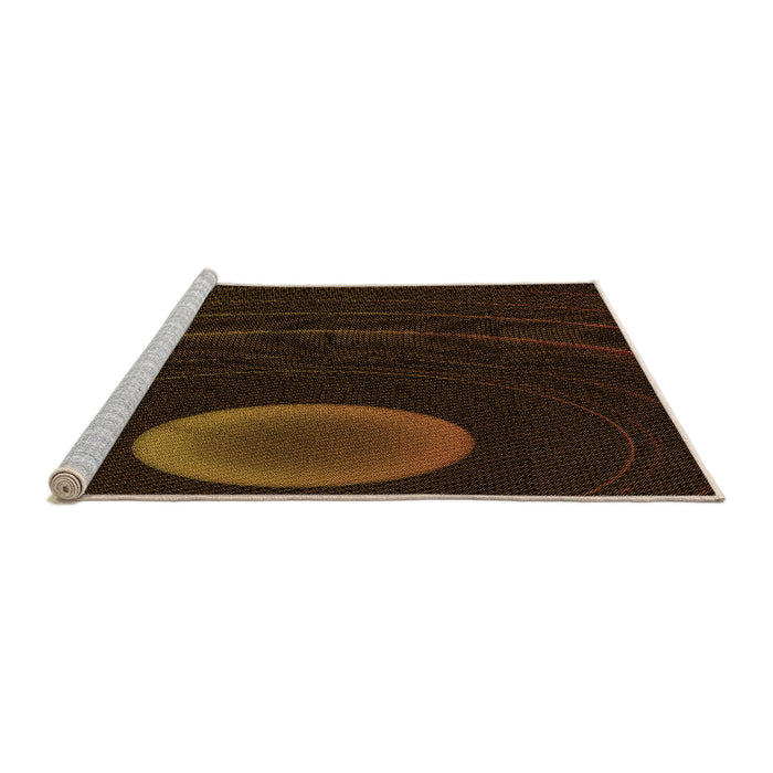 Sideview of Machine Washable Transitional Dark Bronze Brown Rug, wshpat117org