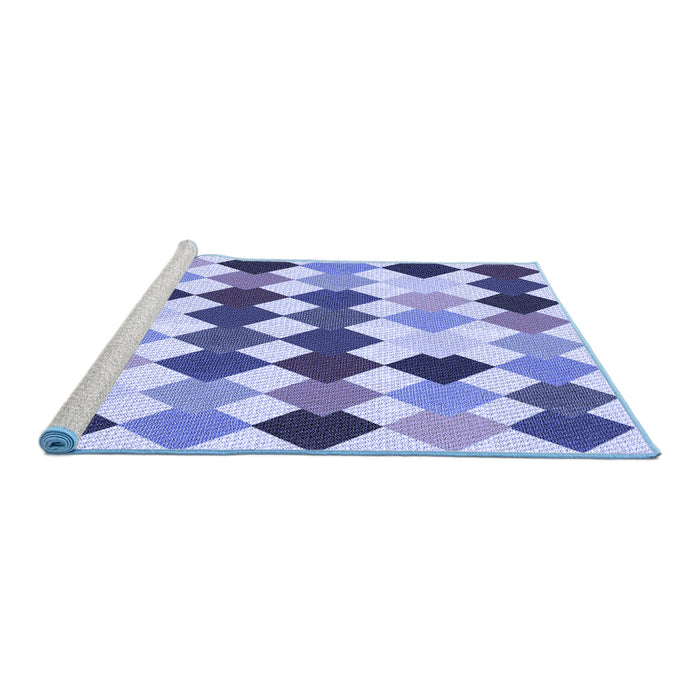 Sideview of Machine Washable Transitional Slate Blue Rug, wshpat1170blu