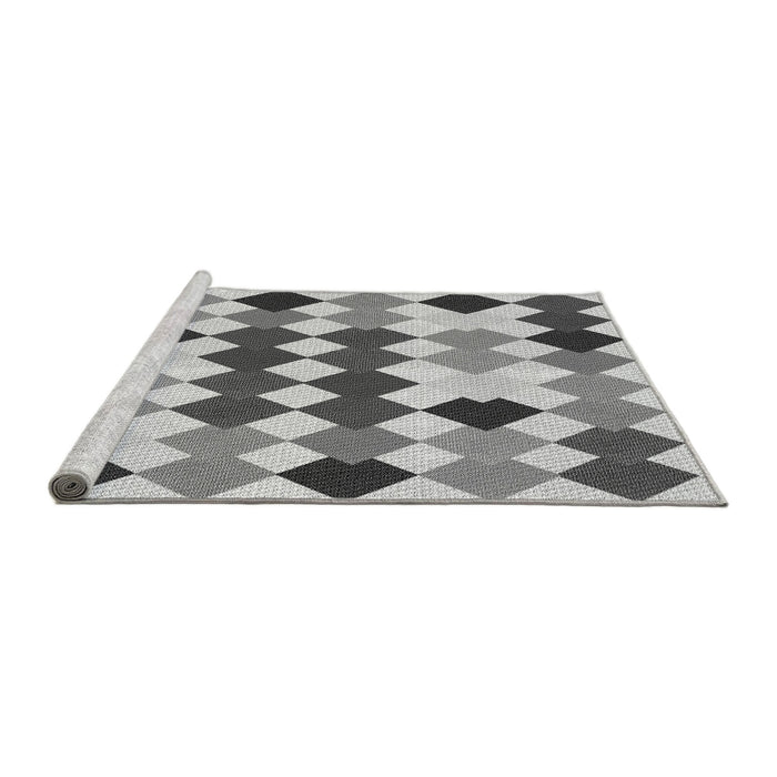 Sideview of Machine Washable Transitional Platinum Silver Gray Rug, wshpat1170gry