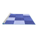 Sideview of Machine Washable Transitional Denim Blue Rug, wshpat1171blu