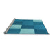 Sideview of Machine Washable Transitional Bright Turquoise Blue Rug, wshpat1171lblu