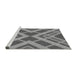 Sideview of Machine Washable Transitional Grey Gray Rug, wshpat1172gry