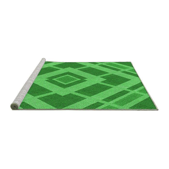 Sideview of Machine Washable Transitional Neon Green Rug, wshpat1173grn