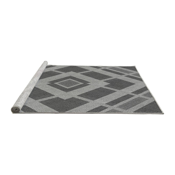 Sideview of Machine Washable Transitional Grey Gray Rug, wshpat1173gry