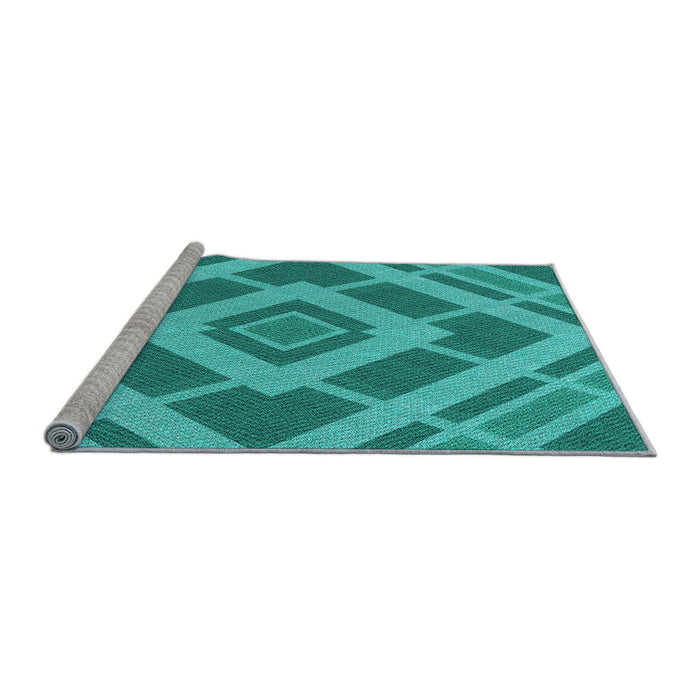 Sideview of Machine Washable Transitional Dark Cyan Green Rug, wshpat1173lblu