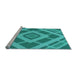 Sideview of Machine Washable Transitional Dark Cyan Green Rug, wshpat1173lblu