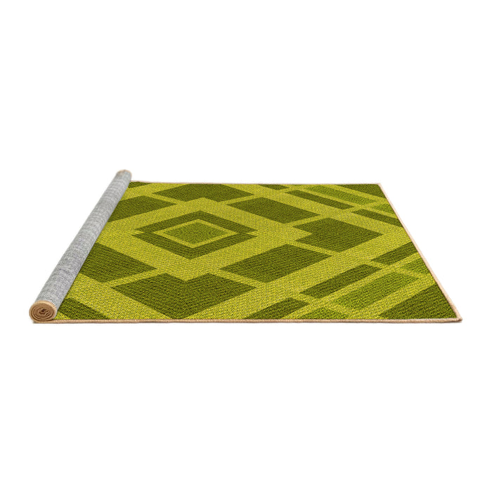 Sideview of Machine Washable Transitional Olive Green Rug, wshpat1173yw