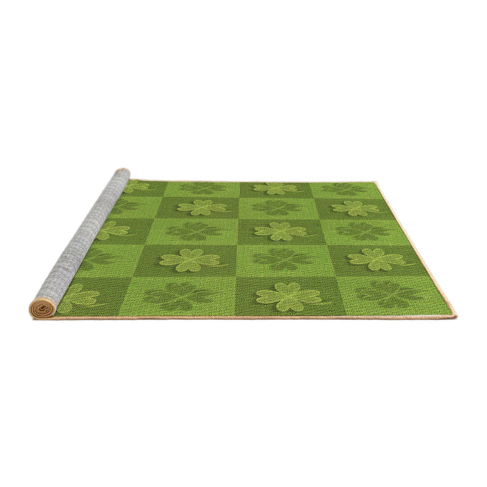 Sideview of Machine Washable Transitional Pistachio Green Rug, wshpat1174brn