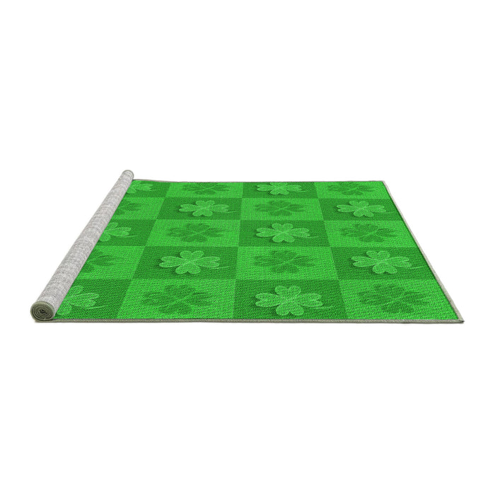 Sideview of Machine Washable Transitional Lime Green Rug, wshpat1174grn