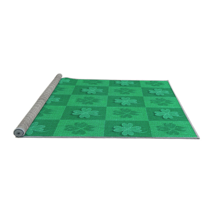 Sideview of Machine Washable Transitional Spring Green Rug, wshpat1174lblu
