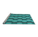 Sideview of Machine Washable Transitional Bright Turquoise Blue Rug, wshpat1175lblu