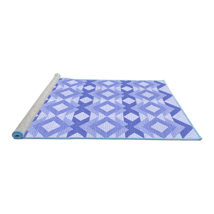 Sideview of Machine Washable Transitional Light Slate Blue Rug, wshpat1176blu