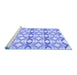 Sideview of Machine Washable Transitional Light Slate Blue Rug, wshpat1176blu