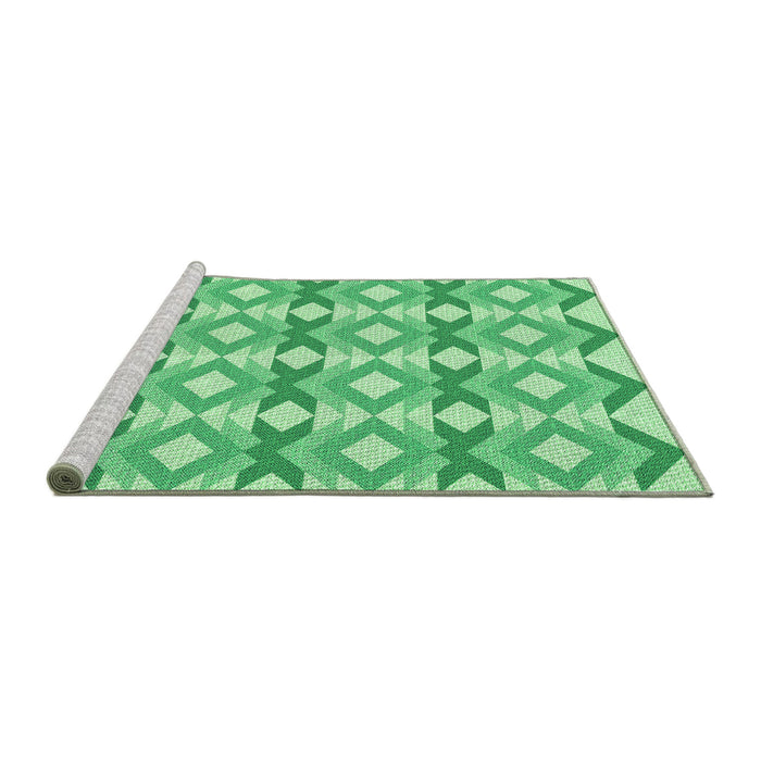 Sideview of Machine Washable Transitional Jade Green Rug, wshpat1176grn