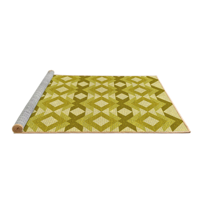 Sideview of Machine Washable Transitional Bold Yellow Rug, wshpat1176yw