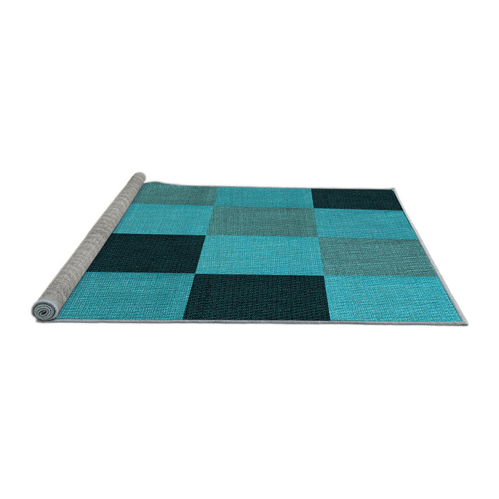 Sideview of Machine Washable Transitional Teal Green Rug, wshpat1177lblu