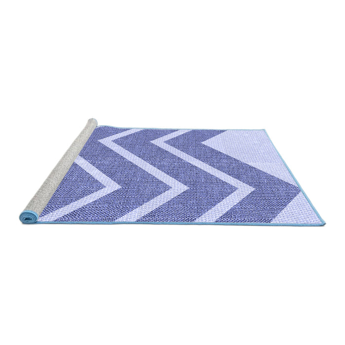 Sideview of Machine Washable Transitional Blue Rug, wshpat1178blu