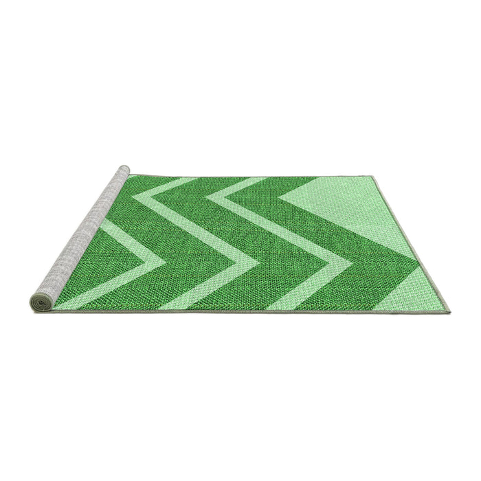 Sideview of Machine Washable Transitional Jade Green Rug, wshpat1178grn