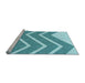 Sideview of Machine Washable Transitional Blue Rug, wshpat1178lblu