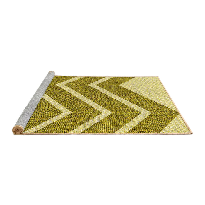 Sideview of Machine Washable Transitional Dark Golden Brown Rug, wshpat1178yw