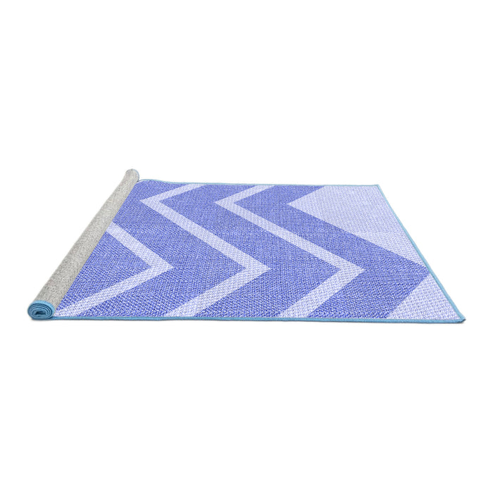 Sideview of Machine Washable Transitional Blue Rug, wshpat1179blu