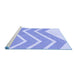 Sideview of Machine Washable Transitional Blue Rug, wshpat1179blu