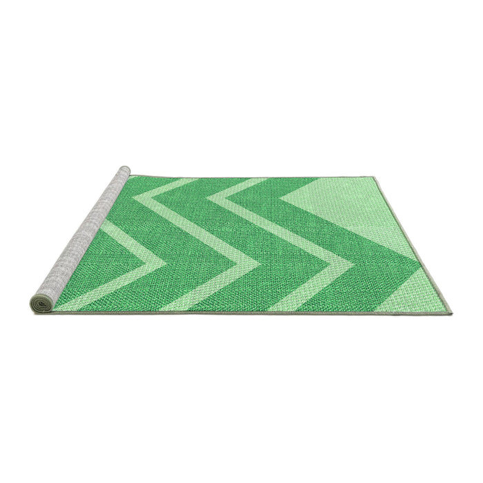 Sideview of Machine Washable Transitional Green Rug, wshpat1179grn