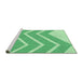 Sideview of Machine Washable Transitional Green Rug, wshpat1179grn