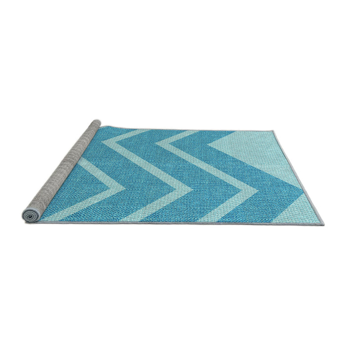 Sideview of Machine Washable Transitional Blue Rug, wshpat1179lblu