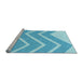 Sideview of Machine Washable Transitional Blue Rug, wshpat1179lblu