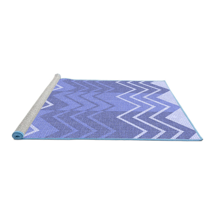 Sideview of Machine Washable Transitional Jeans Blue Rug, wshpat1180blu