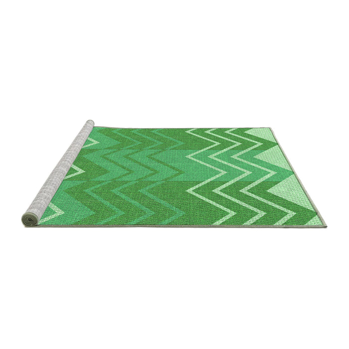 Sideview of Machine Washable Transitional Green Rug, wshpat1180grn