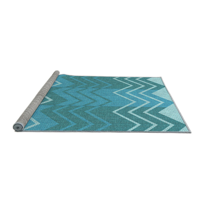 Sideview of Machine Washable Transitional Dark Turquoise Green Rug, wshpat1180lblu