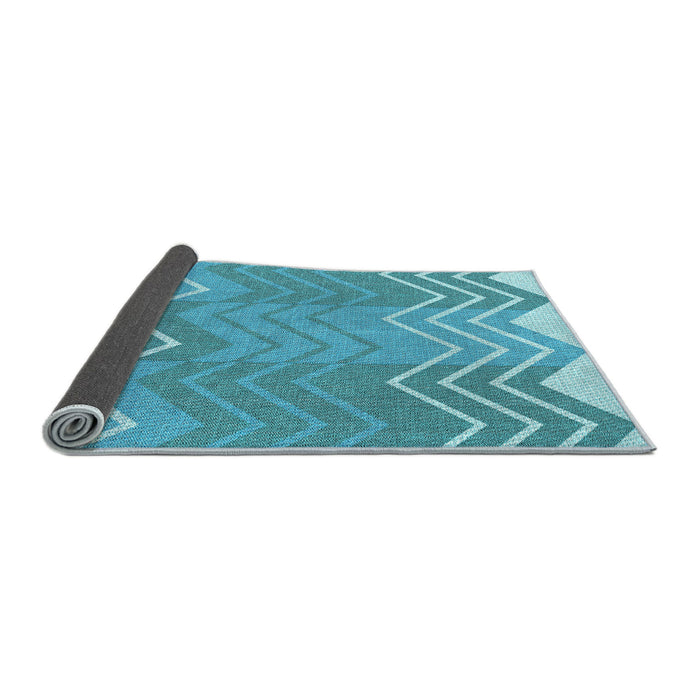 Thickness of Patterned Dark Turquoise Green Rug, pat1180lblu