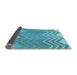 Thickness of Patterned Dark Turquoise Green Rug, pat1180lblu