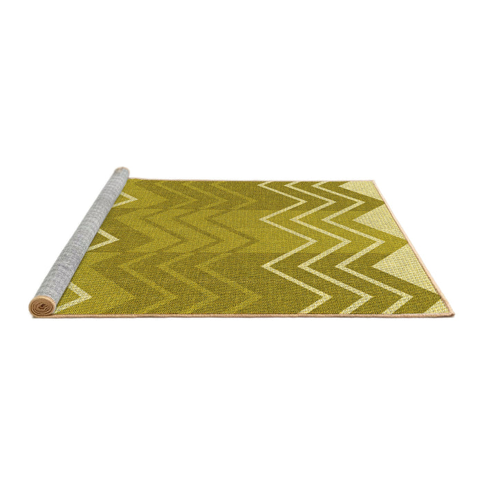 Sideview of Machine Washable Transitional Bold Yellow Rug, wshpat1180yw