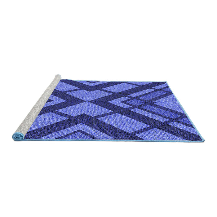 Sideview of Machine Washable Transitional Cobalt Blue Rug, wshpat1181blu