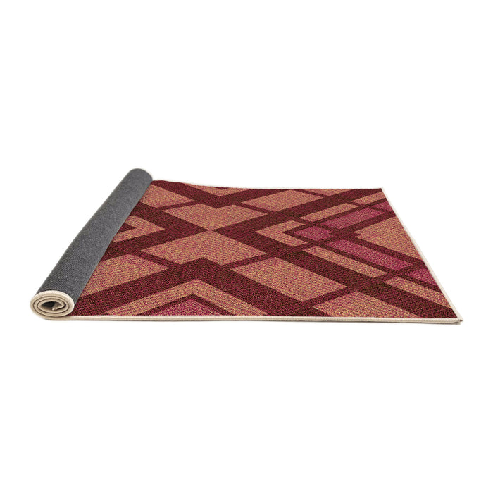 Thickness of Patterned Bright Orange Rug, pat1181org