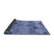 Thickness of Patterned Denim Blue Rug, pat1182blu