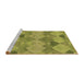 Sideview of Machine Washable Transitional Green Rug, wshpat1182brn